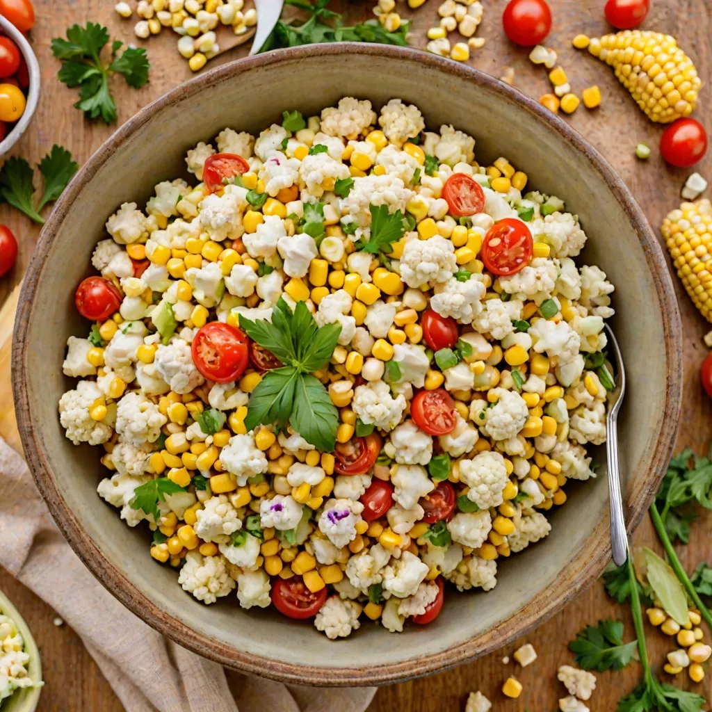 Sałatka z kalafiorem i kukurydzą - zdrowy przepis